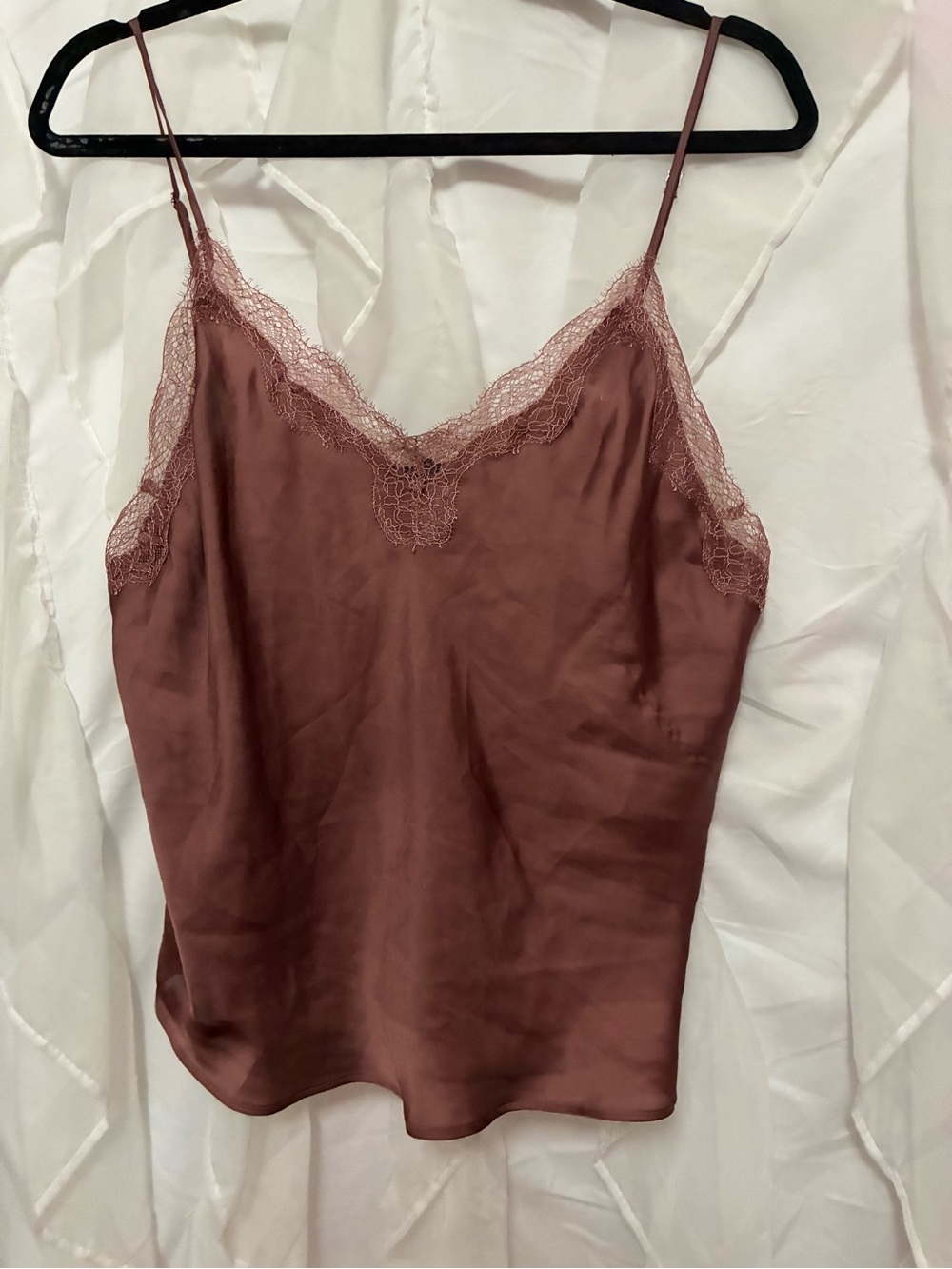 Victoria's Secret Lace-Trim Satin Cami in Dusty Mauve